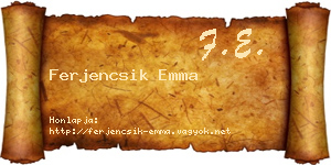 Ferjencsik Emma névjegykártya